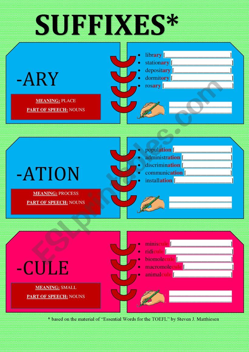 WORD FORMATION FLASHCARDS [noun suffixes]